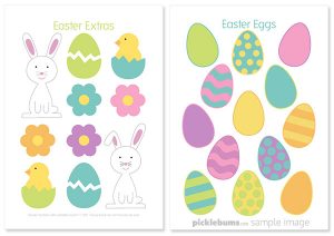 Sample images of Easter play dough printable accessories