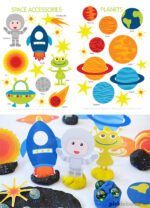 Space Play Dough Set - 6 play dough mats and 2 pages of printable accessories