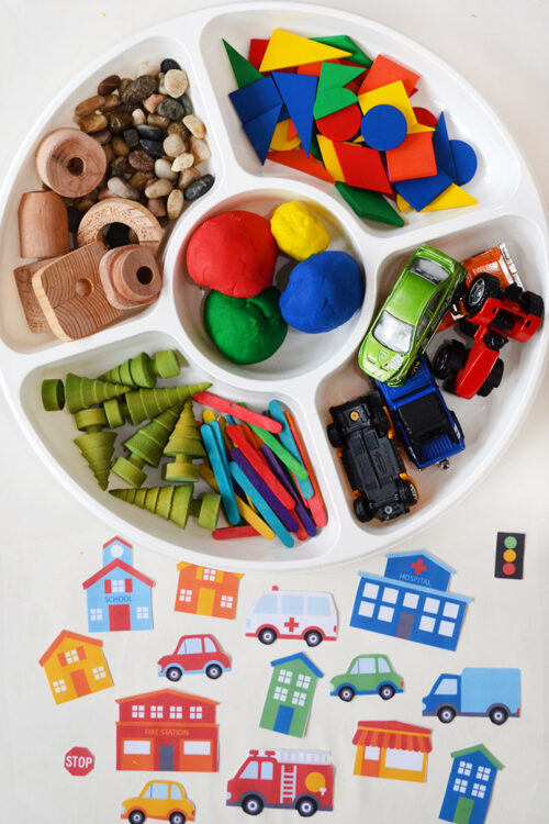 city-play-dough-mats-1 City Play Dough Set - 6 play dough mats and a page of printable accessories