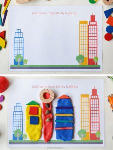 City Play Dough Set - 6 play dough mats and a page of printable accessories