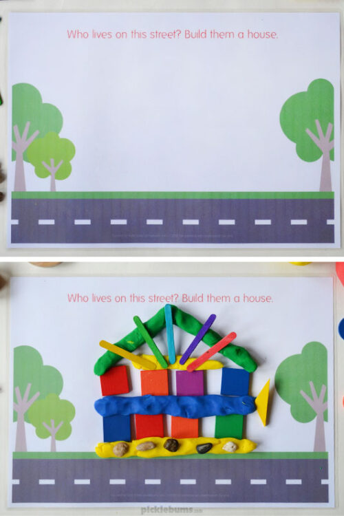 city-play-dough-mats-house City Play Dough Set - 6 play dough mats and a page of printable accessories