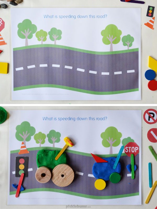 City Play Dough Set - 6 play dough mats and a page of printable accessories