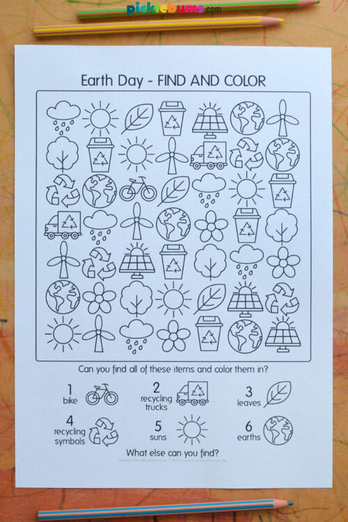 earth-day-find-and-colour-easy-numbers Easier Earth Day find and colour page with numbers