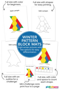 Five penguin pattern block mat options