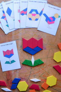 spring pattern block mini challenge cards