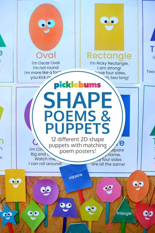 printable 2D shape poem posters and puppets