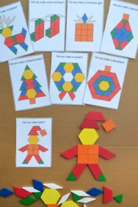 Christmas Pattern Block challenge cards
