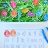 Easter egg alphabet sensory bin letter match