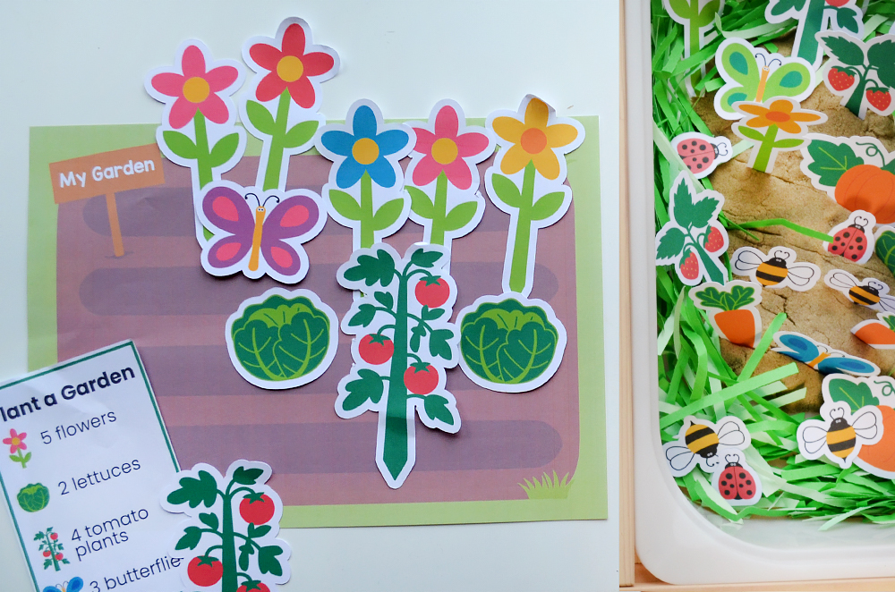 build a garden sensory bin play mat